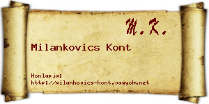 Milankovics Kont névjegykártya